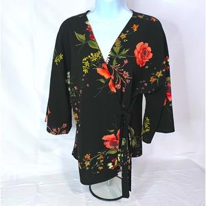 Woman’s Floral Wrap Blouse Size Large